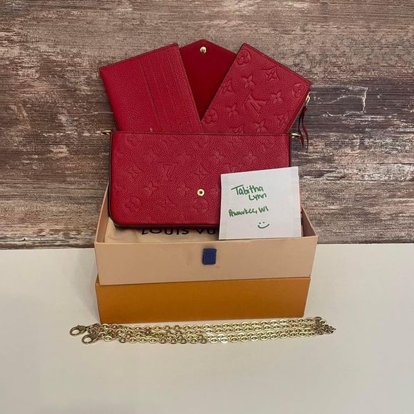 Louis Vuitton Handbags - Louis Vuitton LV Felicie Pochette Monogram Empreinte Scarlet/Red Crossbody